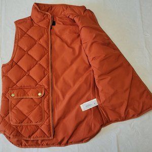 Beautiful New J. Crew Burnt Orange Women's Lightweight Down Puffer Vest